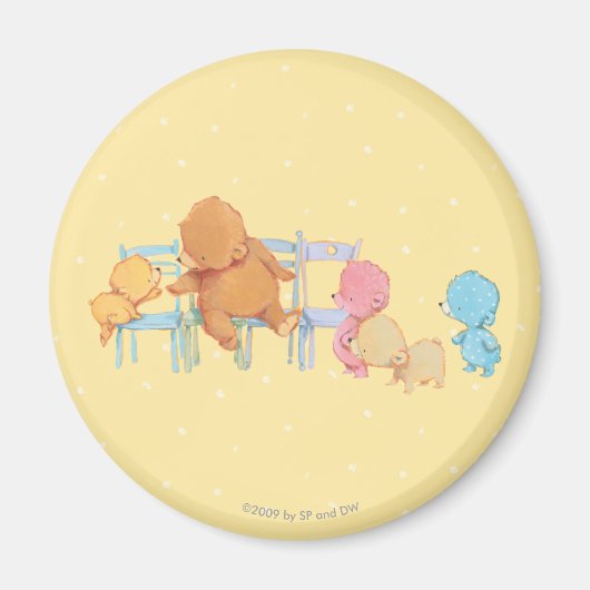Big Brown Bär & Friends vier Stühle teilen Magnet (Vorne)