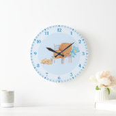 Big Brown Bear, Calico & Floppy Share zwei Stühle Große Wanduhr (Zuhause)