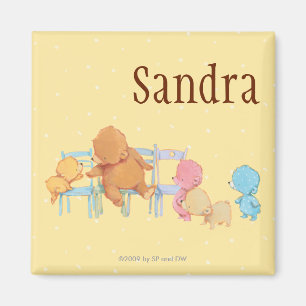 Big Brown Bear & Friends teilen vier Stühle Magnet