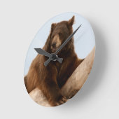 Big Brown Bear Runde Wanduhr (Winkel)