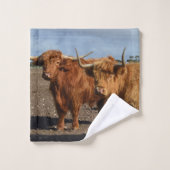 Big Brown Highland Cow, Badetücher Set (Waschlappen)