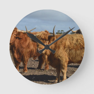Big Brown Highland Cows, Runde Wanduhr