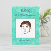 Big Bubblegum Blasen Überall Aquamarine Geburt Ankündigung (Stehend Vorderseite)