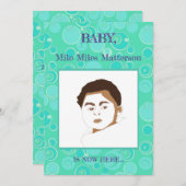 Big Bubblegum Blasen Überall Aquamarine Geburt Ankündigung (Vorne/Hinten)