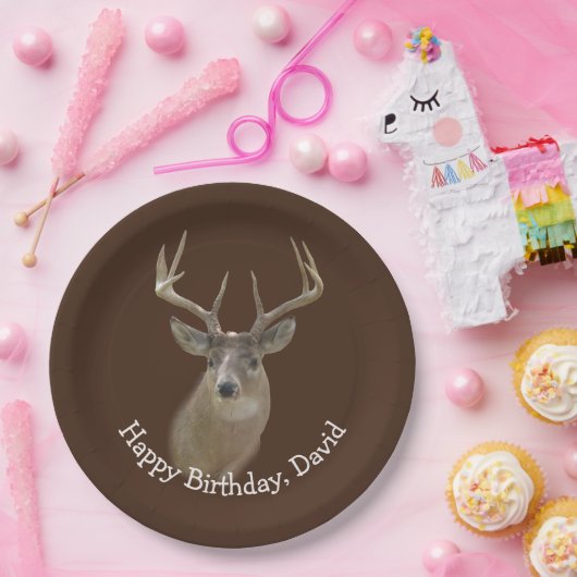 Big Buck Deer Birthday Pappteller (Party)