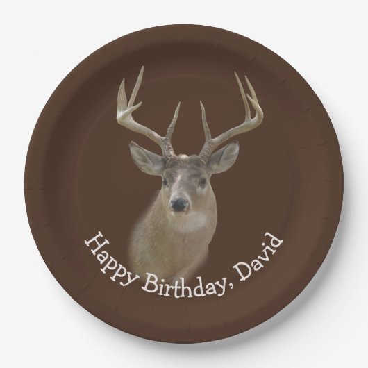 Big Buck Deer Birthday Pappteller (Vorderseite)