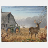 Big Buck Deer Showdown auf dem Bauernhof Fleecedecke (Vorderseite (Horizontal))
