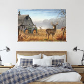 Big Buck Deer Showdown auf dem Bauernhof Leinwanddruck (Insitu (Schlafzimmer))