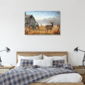 Big Buck Deer Showdown auf dem Bauernhof Leinwanddruck (Insitu (Schlafzimmer))