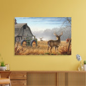 Big Buck Deer Showdown auf dem Bauernhof Leinwanddruck (Insitu (Wohnzimmer))