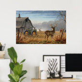 Big Buck Deer Showdown auf dem Bauernhof Poster (Heimbüro)