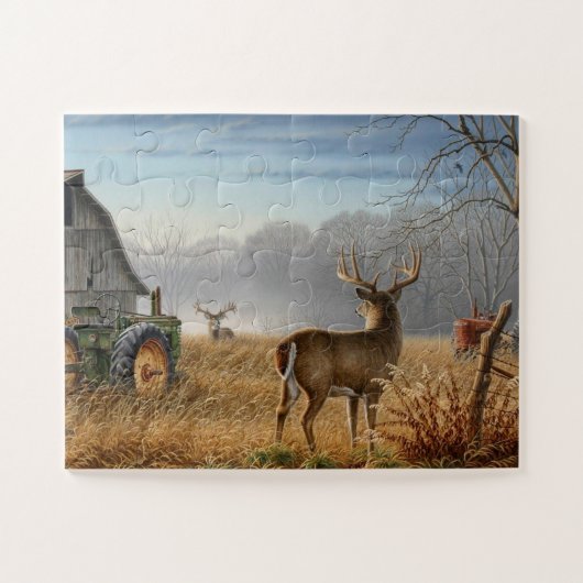Big Buck Deer Showdown auf dem Bauernhof Puzzle (Horizontal)