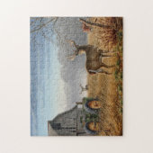 Big Buck Deer Showdown auf der Farm Jigsaw Puzzle (Vertikal)