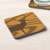 Big Buck Silhouette in Holz Untersetzer (Linke Seite)