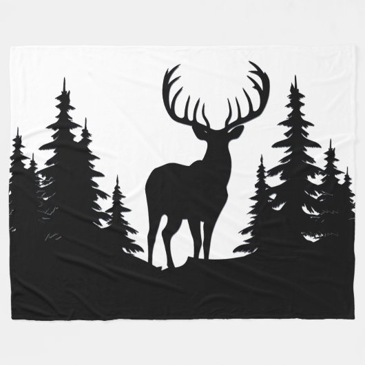Big Buck unter Pine Tree Vector Fleecedecke (Vorderseite (Horizontal))
