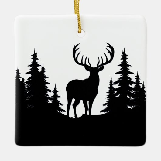 Big Buck unter Pine Tree Vector Keramikornament (Vorderseite)