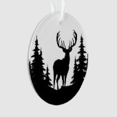 Big Buck unter Pine Tree Vector Ornament (Vorderseite)