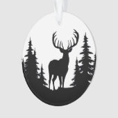 Big Buck unter Pine Tree Vector Ornament (Vorderseite)