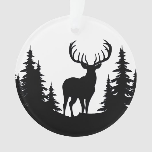 Big Buck unter Pine Tree Vector Ornament (Vorderseite)