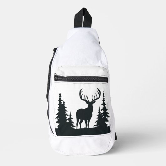 Big Buck unter Pine Trees Crossbody Bag (Vorderseite)
