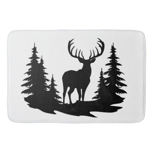 Big Buck unter Pine Trees Vector Badematte (Vorderseite)