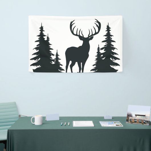 Big Buck unter Pine Trees Vector Banner (Messeveranstaltung)
