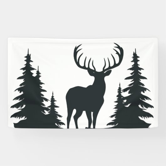 Big Buck unter Pine Trees Vector Banner (Horizontal)