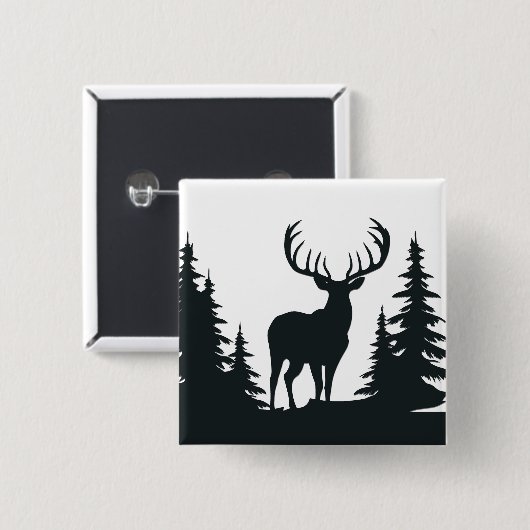 Big Buck unter Pine Trees Vector Button (Vorne & Hinten)
