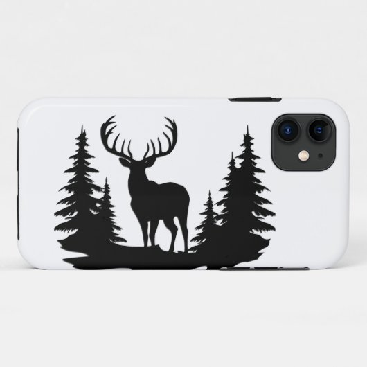 Big Buck unter Pine Trees Vector Case-Mate iPhone Hülle (Rückseite (Horizontal))