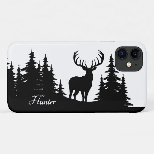 Big Buck unter Pine Trees Vector Persönlicher Name Case-Mate iPhone Hülle (Rückseite (Horizontal))