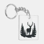 Big Buck unter Pine Trees Vector Schlüsselanhänger (Vorderseite links)