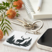 Big Buck unter Pine Trees Vector Schlüsselanhänger (Vorderseite rechts)