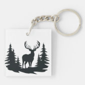 Big Buck unter Pine Trees Vector Schlüsselanhänger (Rückseite)