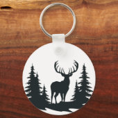 Big Buck unter Pine Trees Vector Schlüsselanhänger (Rückseite)