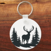 Big Buck unter Pine Trees Vector Schlüsselanhänger (Vorderseite)