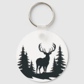 Big Buck unter Pine Trees Vector Schlüsselanhänger (Rückseite)