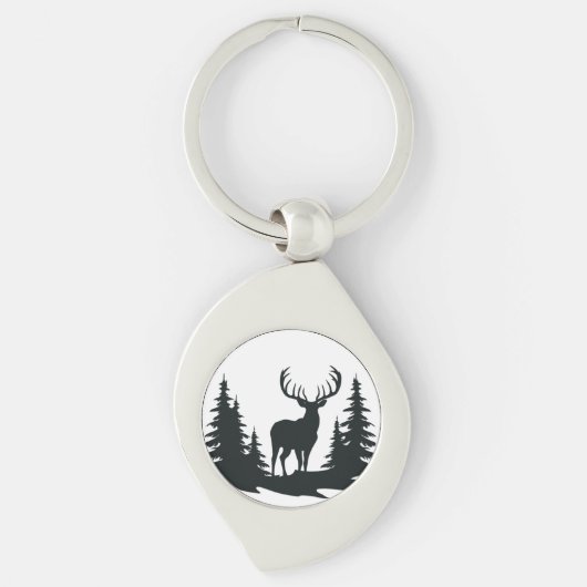 Big Buck unter Pine Trees Vector Schlüsselanhänger (Vorderseite)