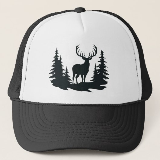 Big Buck unter Pine Trees Vector Truckerkappe (Vorderseite)