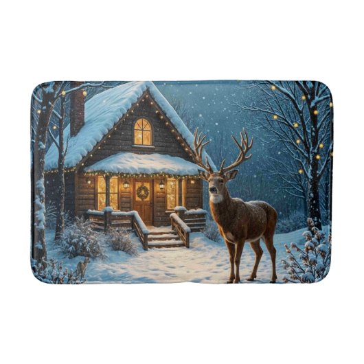 Big Buck's Snowy Christmas Visit Badematte (Vorderseite)