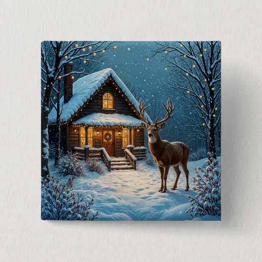 Big Buck's Snowy Christmas Visit Button (Vorderseite)
