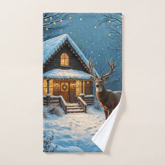 Big Buck's Snowy Christmas Visit Handtuch (Handtuch)