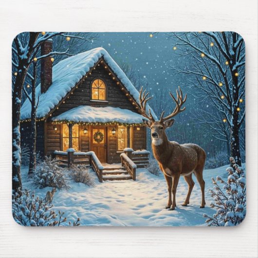 Big Buck's Snowy Christmas Visit Mousepad (Vorne)