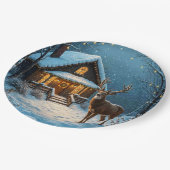  Big Buck's Snowy Christmas Visit Pappteller (Schrägansicht)