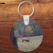 Big Bull Elk im Herbst lila Gras Schlüsselanhänger (Vorderseite)