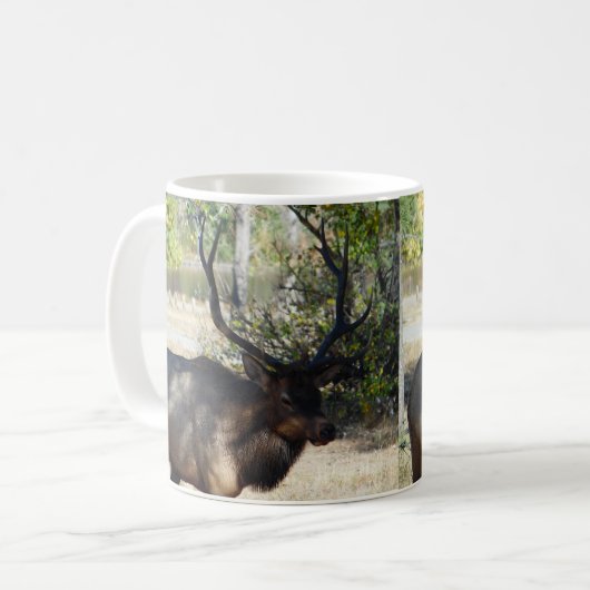 Big Bull Elk Jagdmancave Design Coffee Tasse Cup (Vorderseite Links)