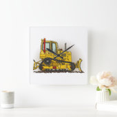 Big Bulldozer Dozer Quadratische Wanduhr (Zuhause)