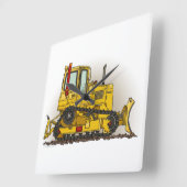 Big Bulldozer Dozer Quadratische Wanduhr (Winkel)
