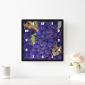 Big Bunch saftiger Lila Trauben Quadratische Wanduhr (Zuhause)