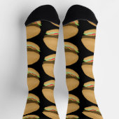 Big Burgers Hamburgers Fun Food Pattern Black Socken (Oben)