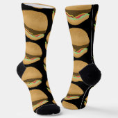 Big Burgers Hamburgers Fun Food Pattern Black Socken (Gewinkelt)